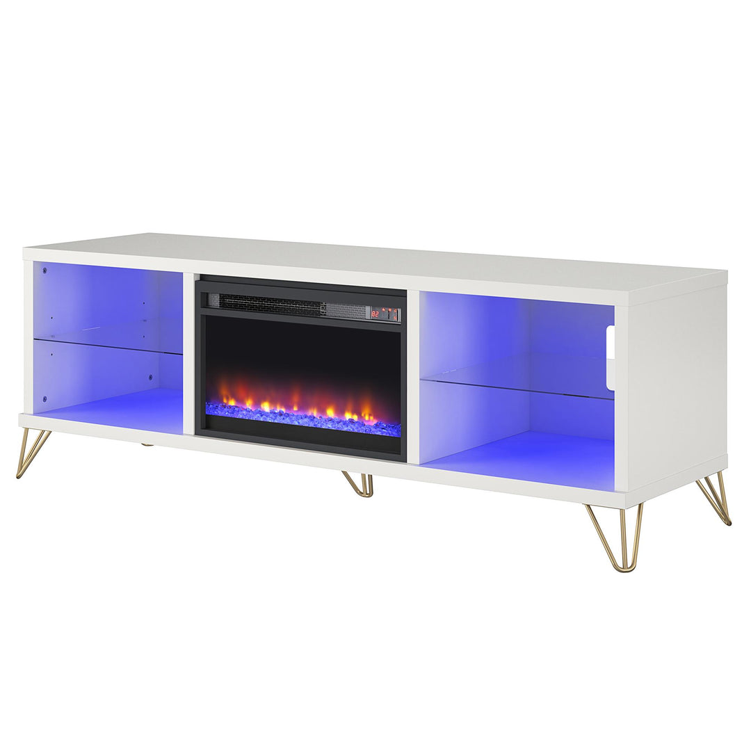 70 Inch Fireplace TV Stand with LED -  White