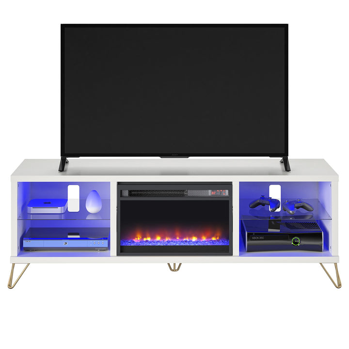 Finley TV Stand with LED Lighting -  White