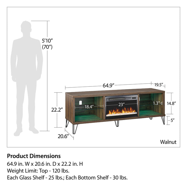 Concord 70 Inch TV Stand -  Walnut