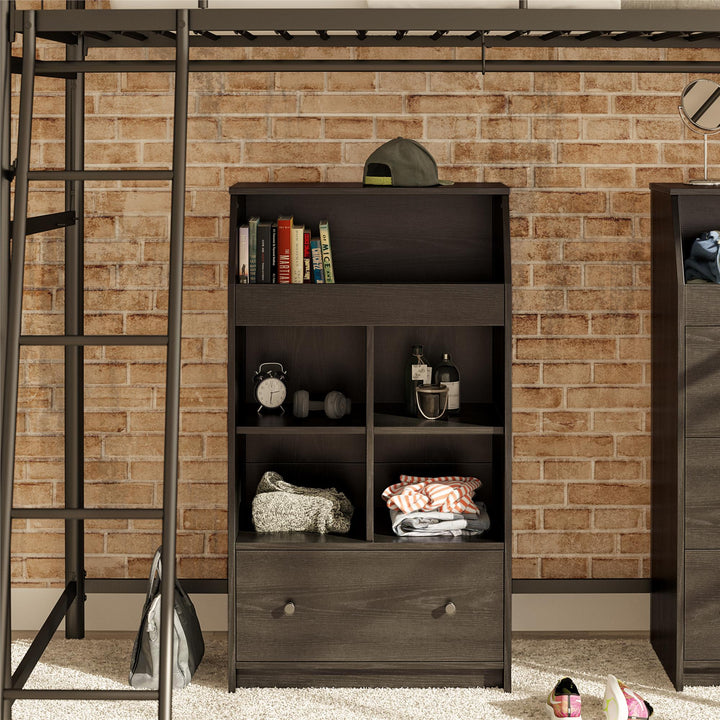 Space Saving 1 Drawer Storage Tower -  Black Oak