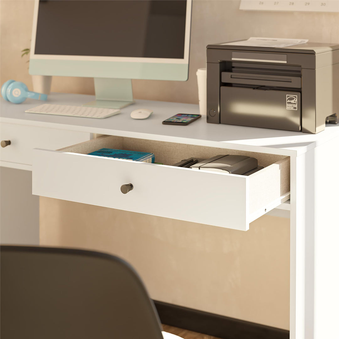 Contemporary 2 Drawer Desk -  White