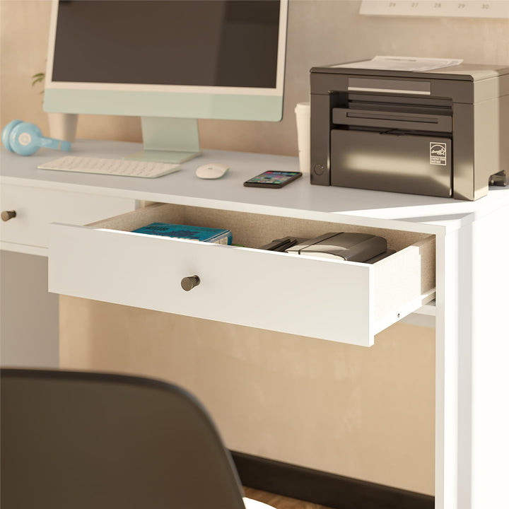 Contemporary 2 Drawer Desk -  White