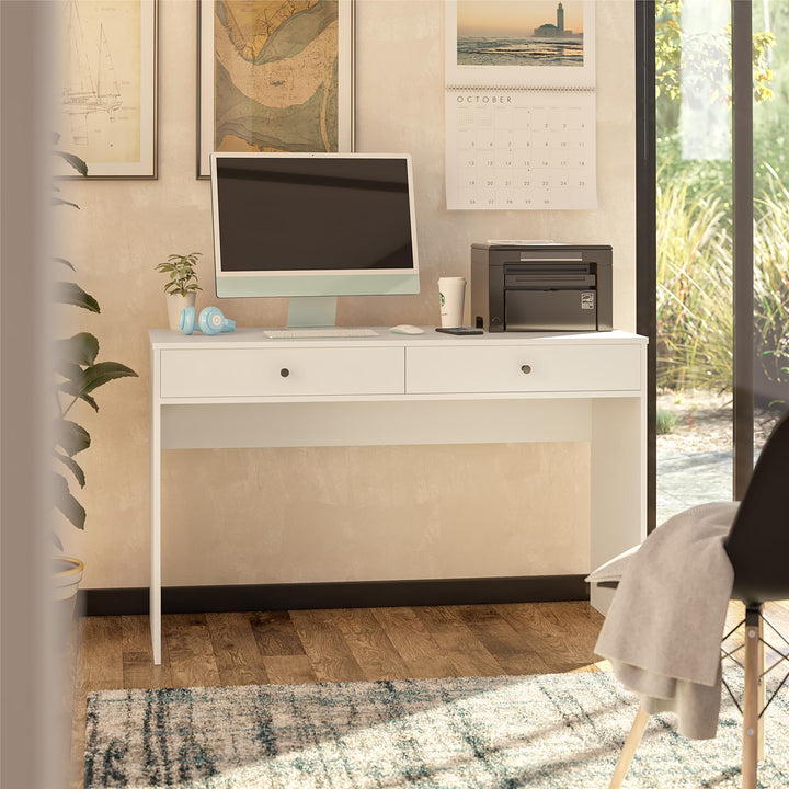 2 Drawer Desk with Spacious Design -  White