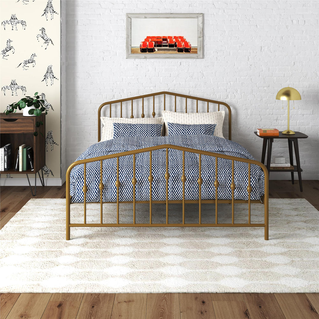 Bushwick Metal Bed - Gold - Queen