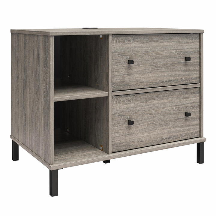Nightstand with Built-in Charger -  Gray Oak