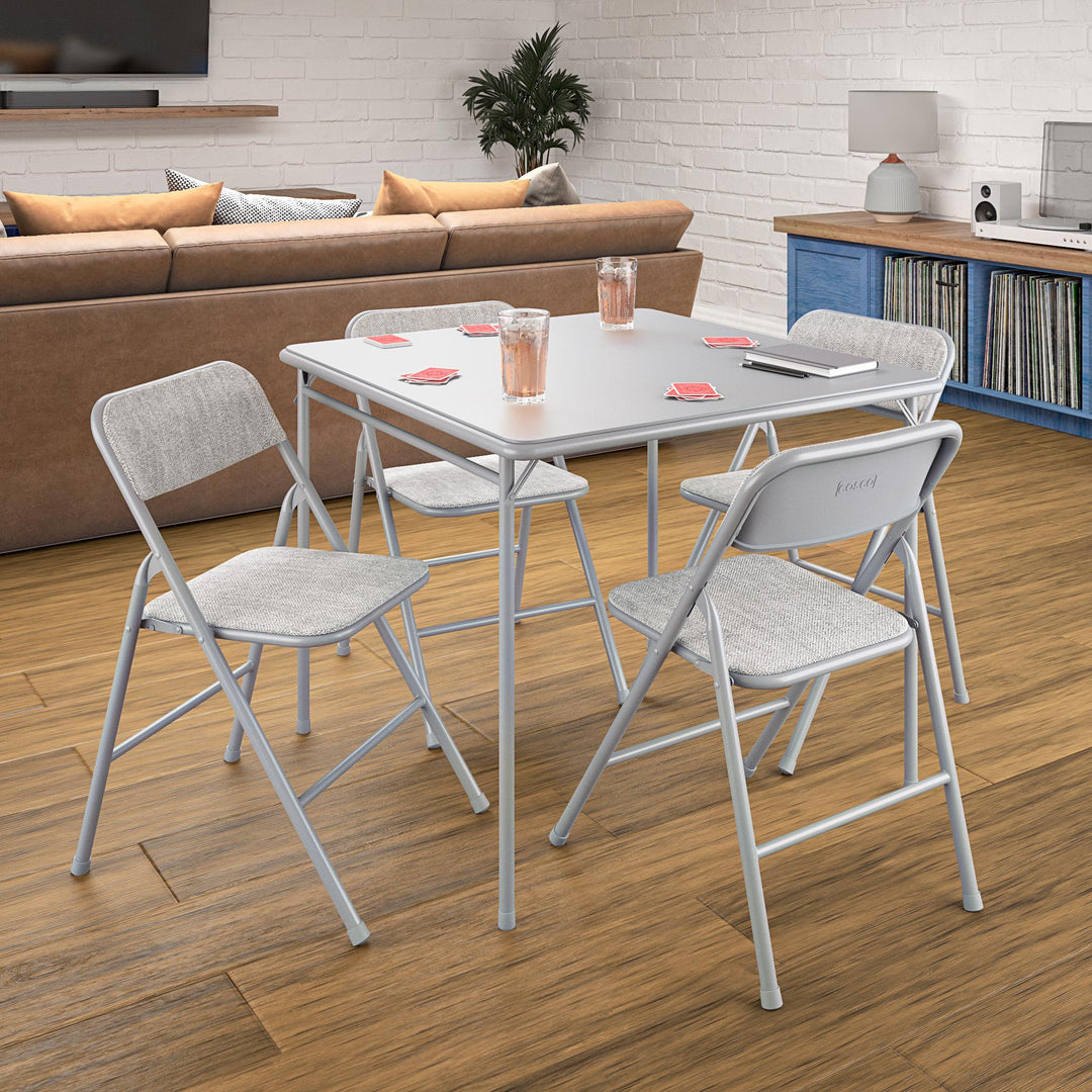 folding card tables and chairs - Gray - 5 Piece