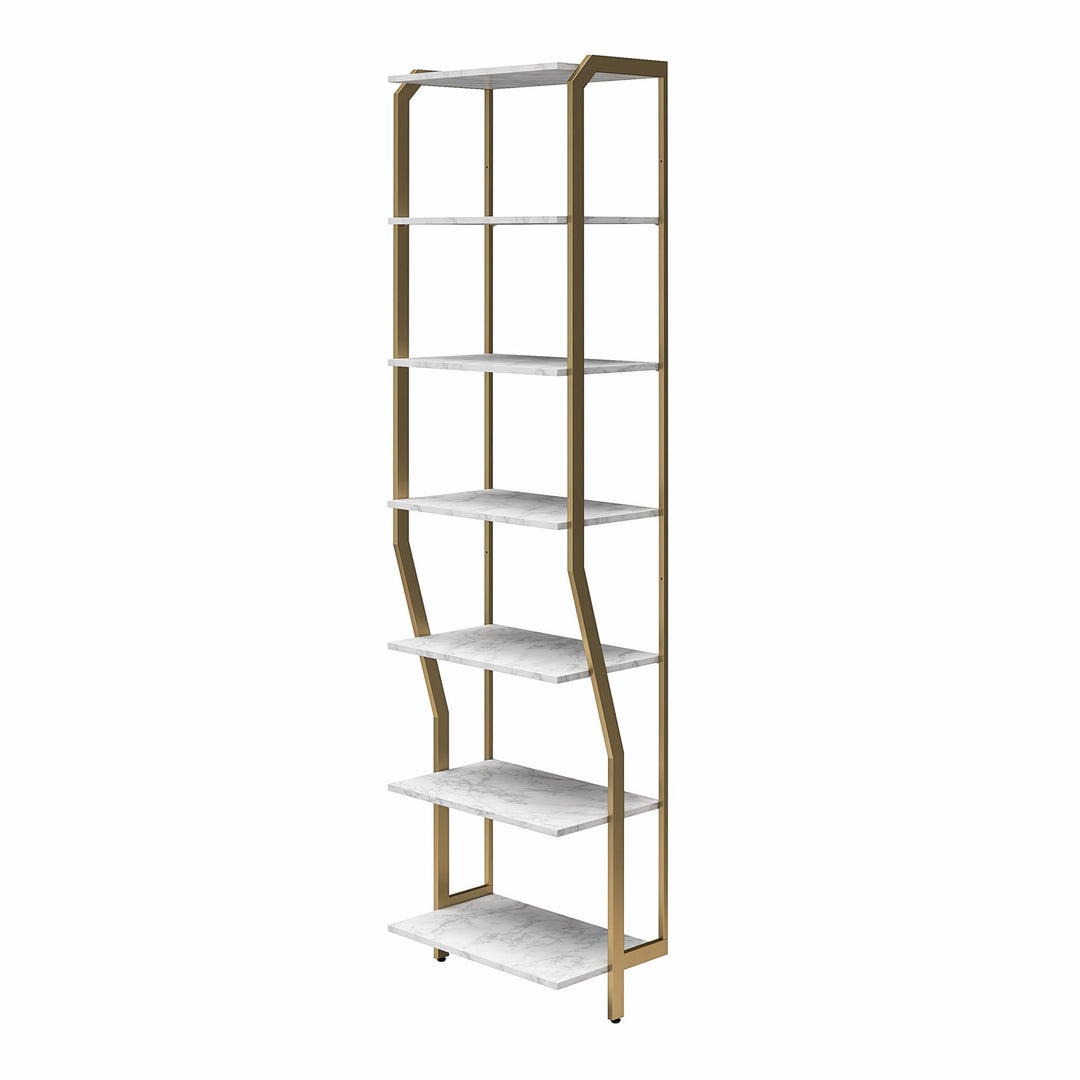 Contemporary Closet with Shelves -  White marble