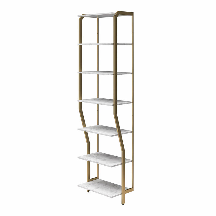 Contemporary Closet with Shelves -  White marble