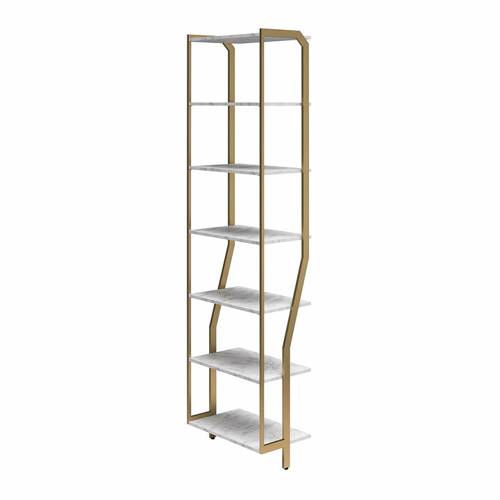 Bedroom Closet Storage with Shelves -  White marble