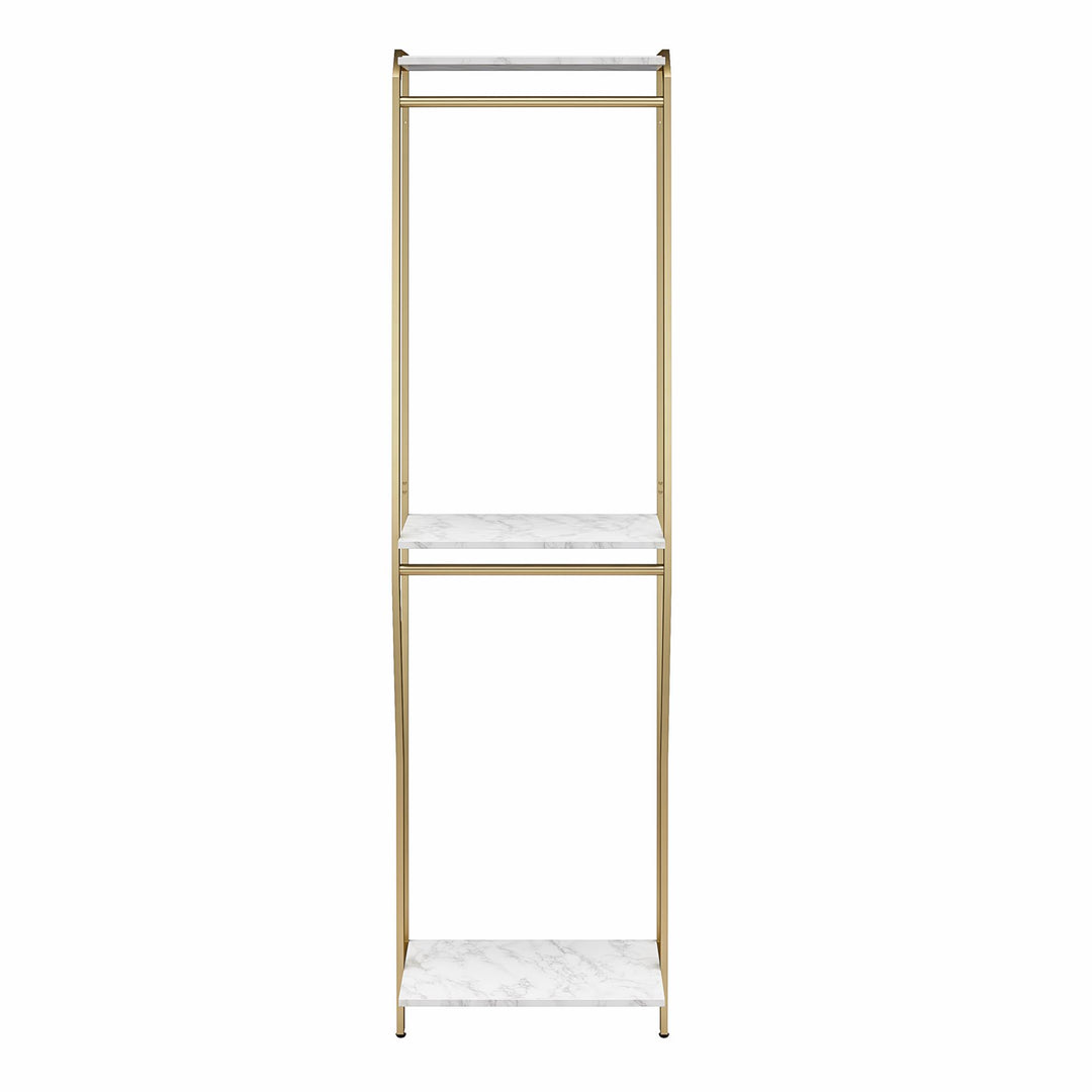 Gwyneth Closet System with 2 Shelves and 2 Hanging Rods - White marble