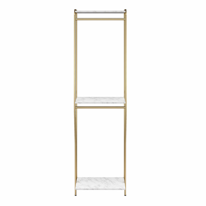 Gwyneth Closet System with 2 Shelves and 2 Hanging Rods - White marble