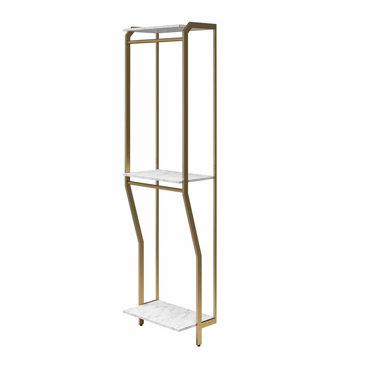 Gwyneth Closet System with 2 Shelves and 2 Hanging Rods - White marble