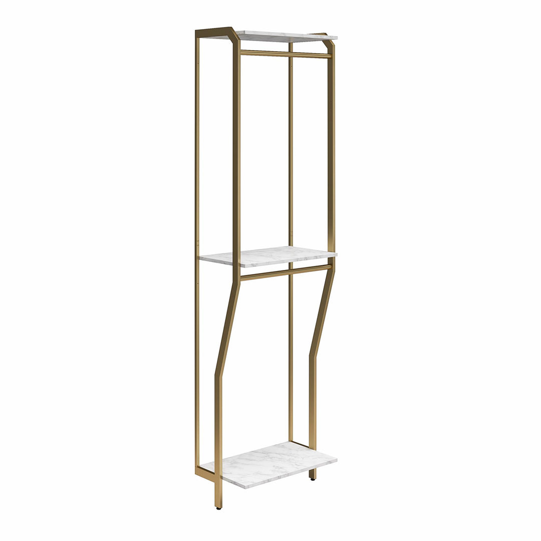 Gwyneth Closet System with 2 Shelves and 2 Hanging Rods - White marble