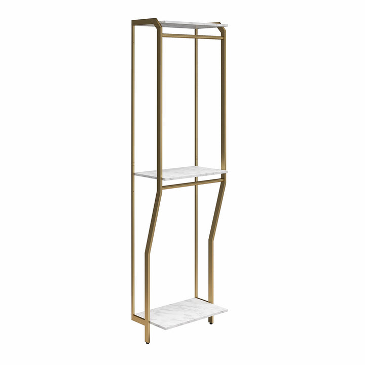 Gwyneth Closet System with 2 Shelves and 2 Hanging Rods - White marble