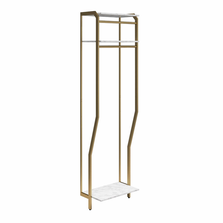 Gwyneth Closet System with 2 Shelves and 2 Hanging Rods - White marble
