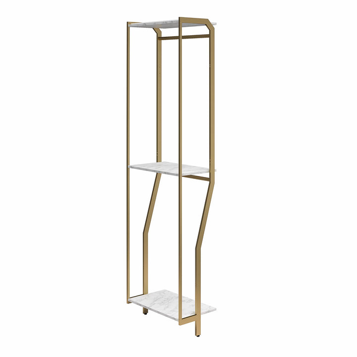 Gwyneth Closet System with 2 Shelves and 2 Hanging Rods - White marble