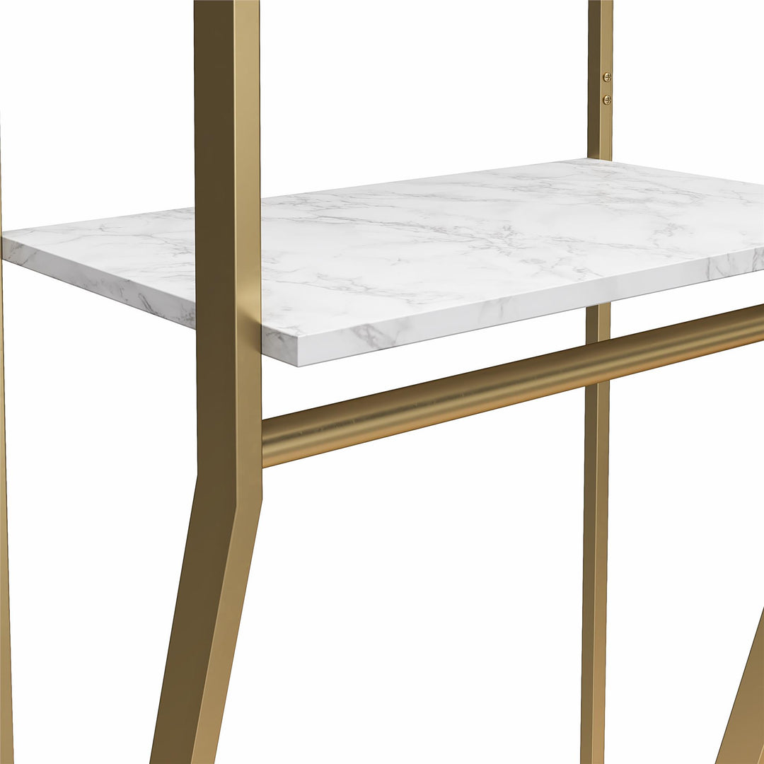 Gwyneth Closet System with 2 Shelves and 2 Hanging Rods - White marble