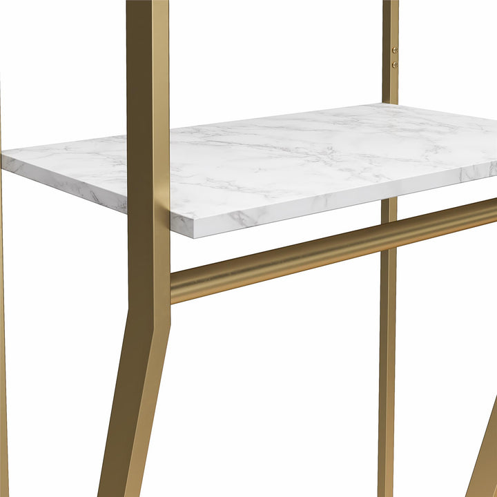 Gwyneth Closet System with 2 Shelves and 2 Hanging Rods - White marble