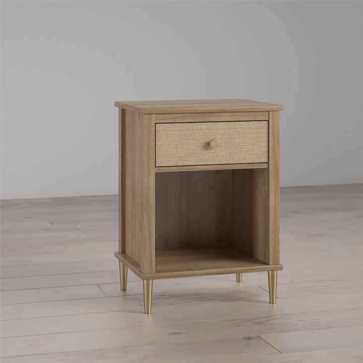 Durable and Stylish Shiloh Faux Rattan Nightstand -  Natural