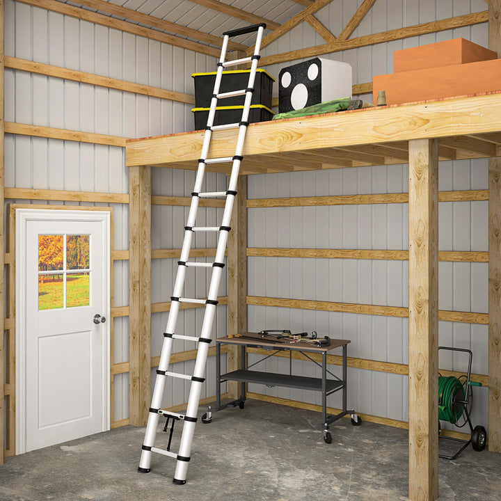 Ergonomic aluminum ladder  - Aluminum/Black - 16ft