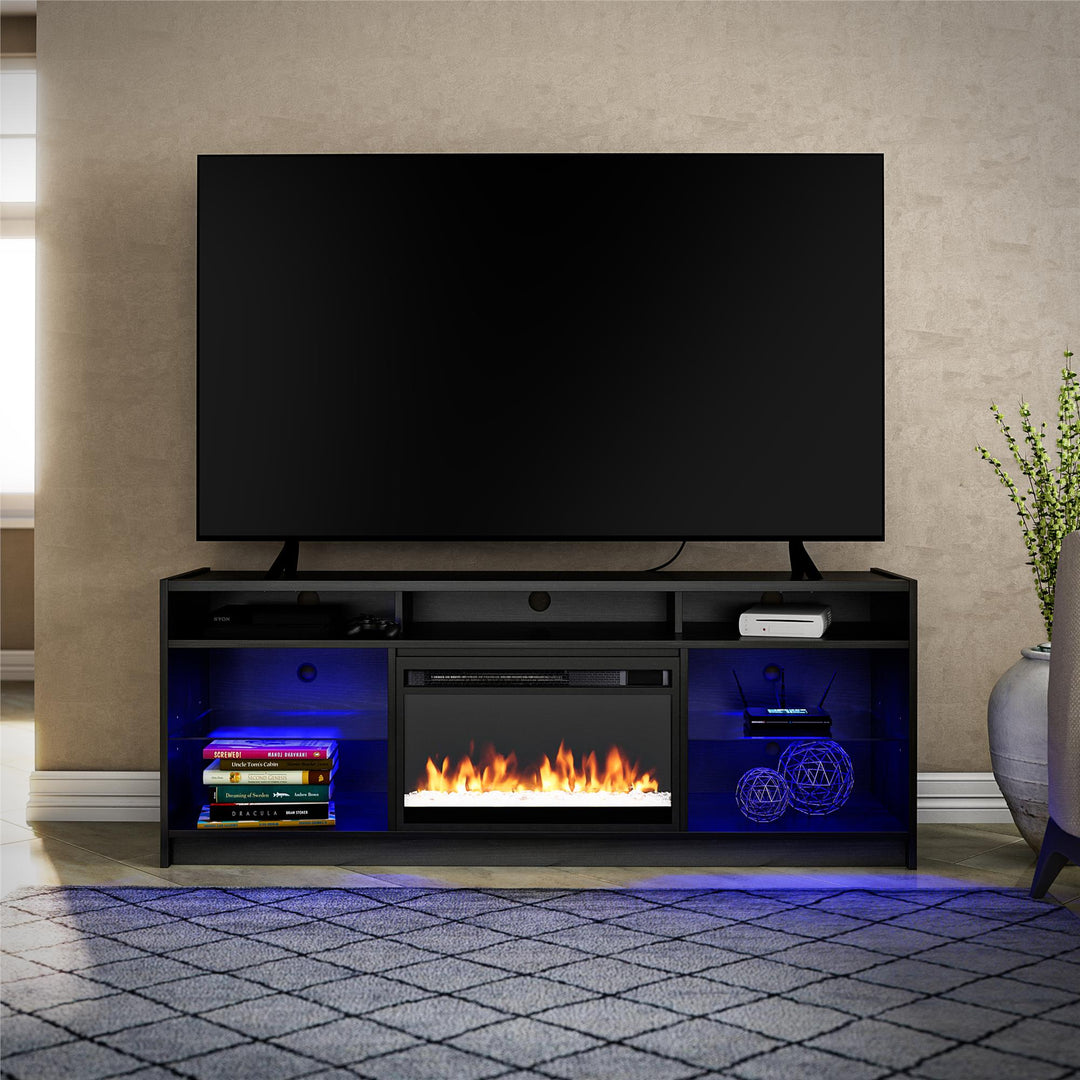Luna Fireplace TV Stand for TVs up to 65 Inches - Black Oak