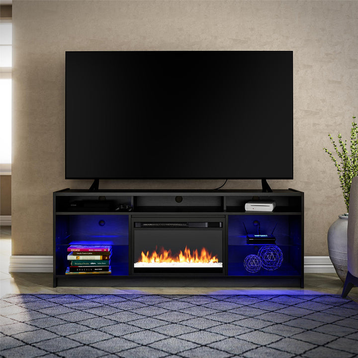 Luna Fireplace TV Stand for TVs up to 65 Inches - Black Oak
