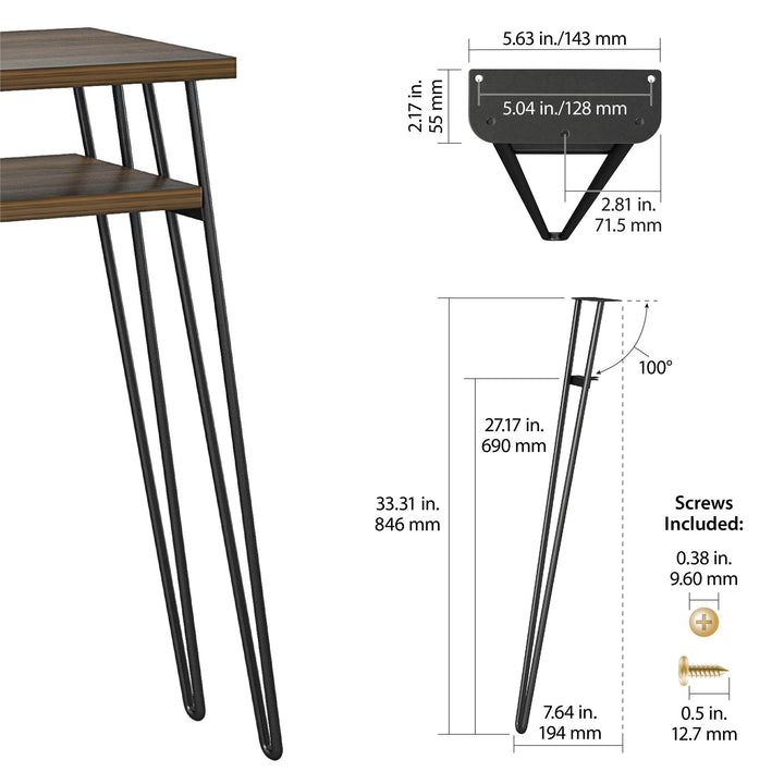 33.31 Inch Steel Hairpin Furniture Leg, Pack of 4 - Black - 4-Pack