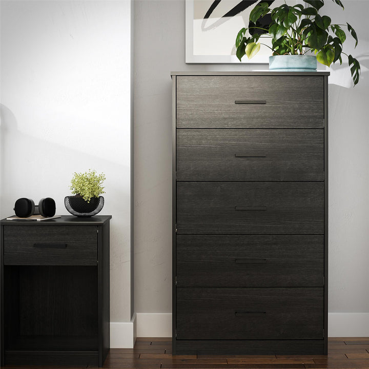 Edgewater Dresser with 5 spacious drawers -  Black Oak