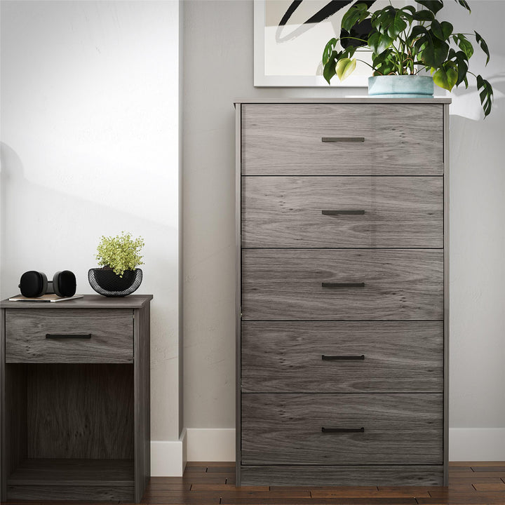 Edgewater Dresser with 5 spacious drawers -  Gray Oak