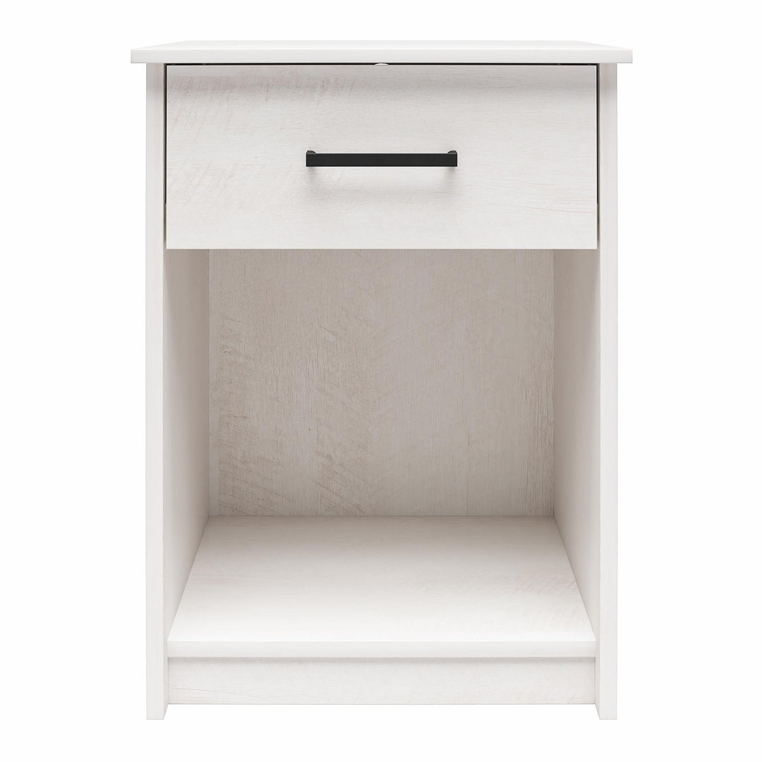 Edgewater Nightstand with Drawer and Lower Shelf  -  Ivory Oak