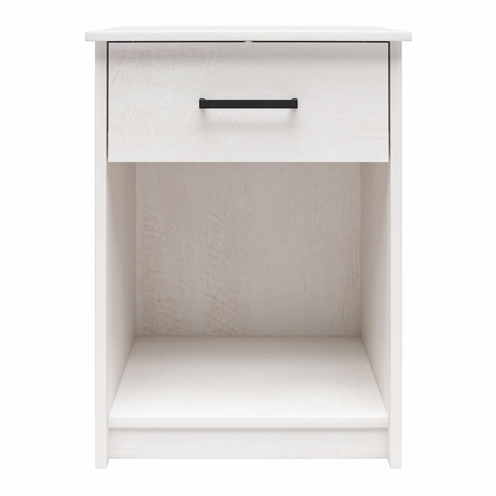 Edgewater Nightstand with Drawer and Lower Shelf  -  Ivory Oak
