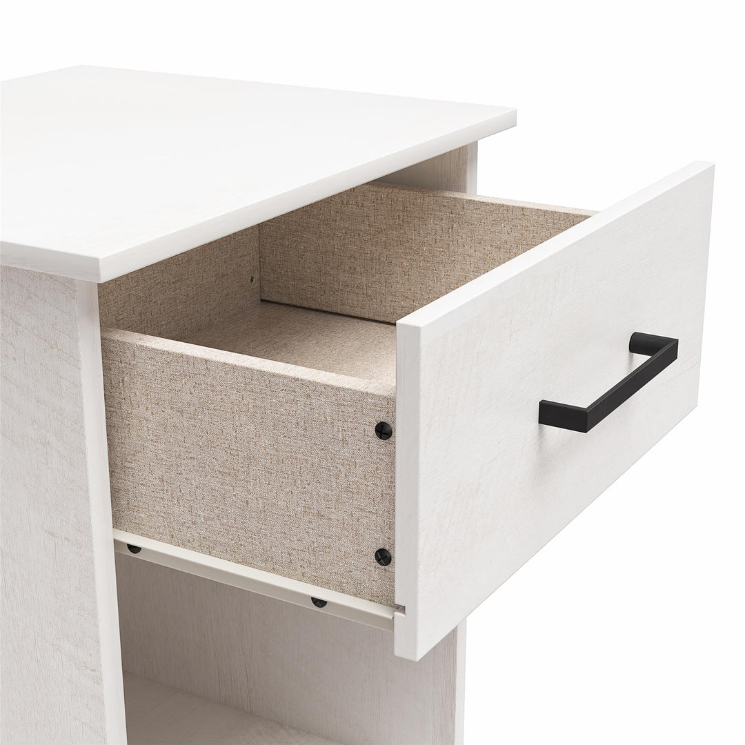 Contemporary Nightstand with Drawer -  Ivory Oak