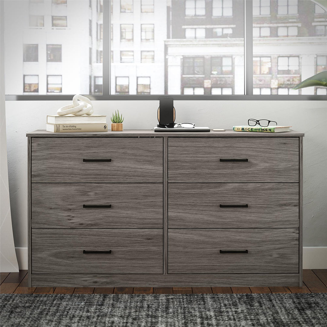 Edgewater Dresser with 6 drawers -  Gray Oak