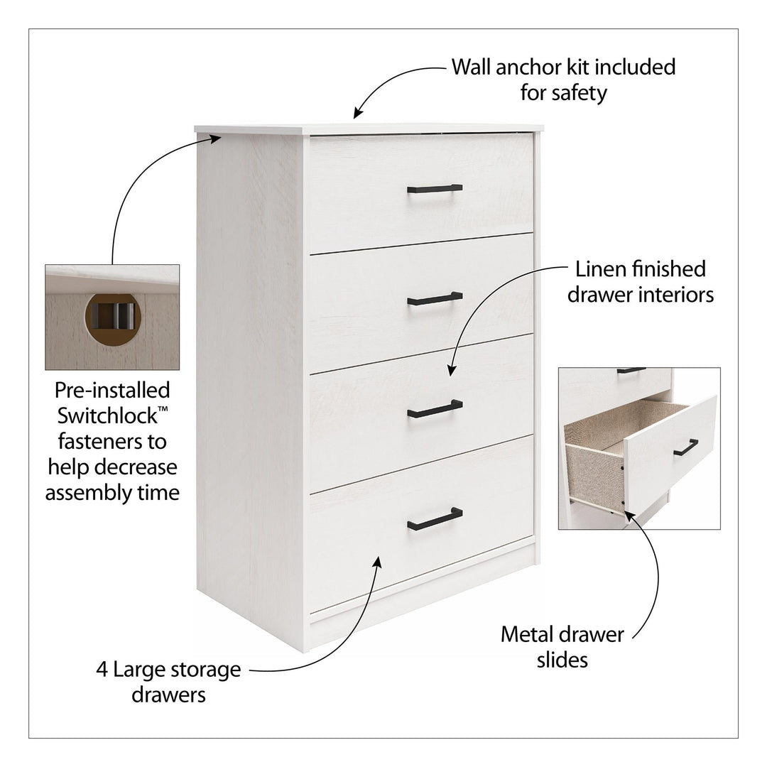 4 Drawer Edgewater dresser assembly guide -  Ivory Oak