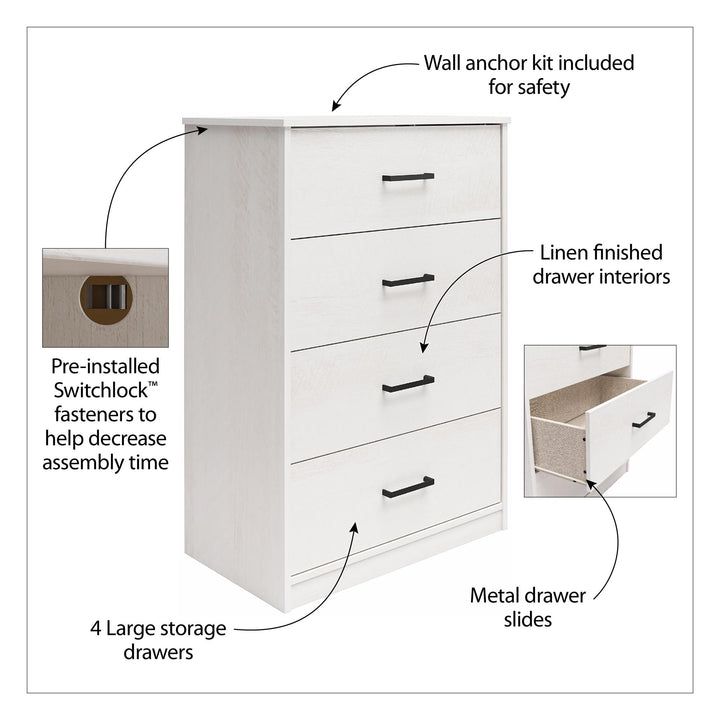 4 Drawer Edgewater dresser assembly guide -  Ivory Oak
