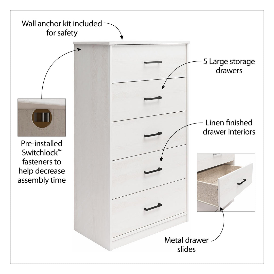 5 Drawer Edgewater dresser assembly instructions -  Gray Oak