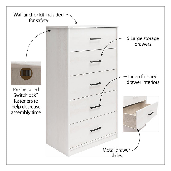 5 Drawer Edgewater dresser assembly instructions -  Gray Oak