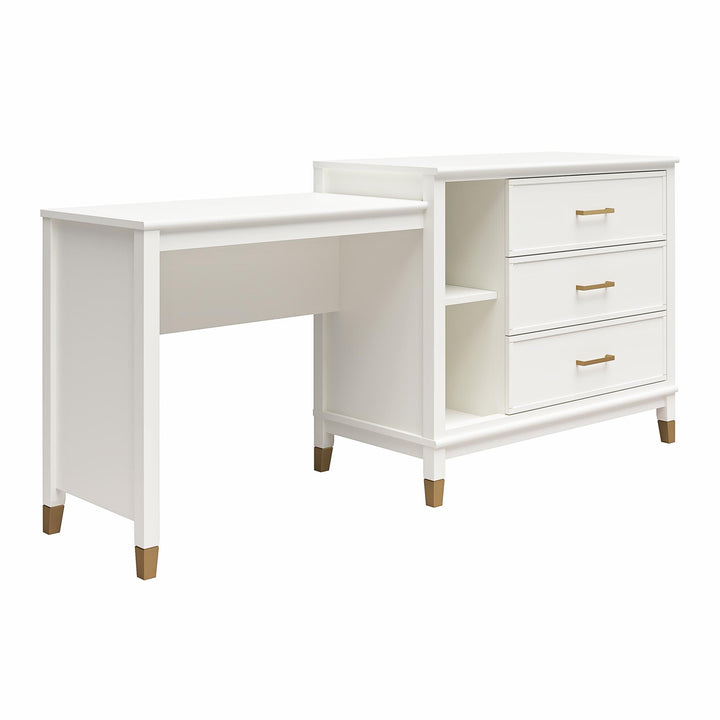 Westerleigh 3 in 1 Media Dresser with Gold Accents  -  White