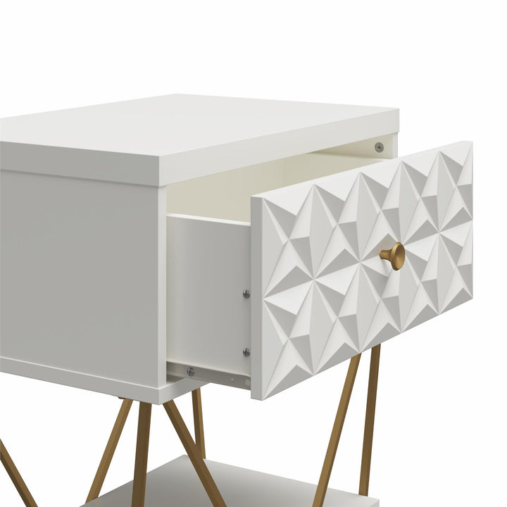 Modern Art Deco Accent Table -  White