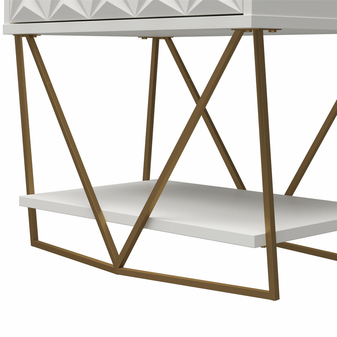 Decorative Art Deco Accent Table -  White