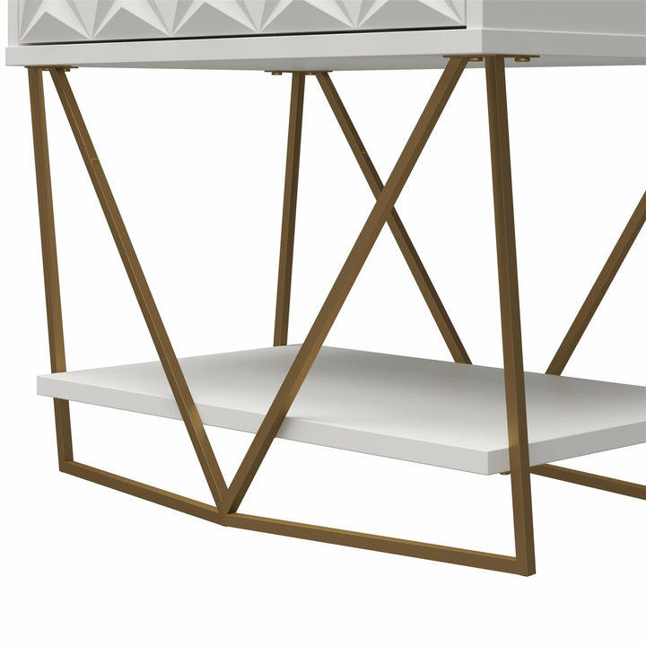 Decorative Art Deco Accent Table -  White