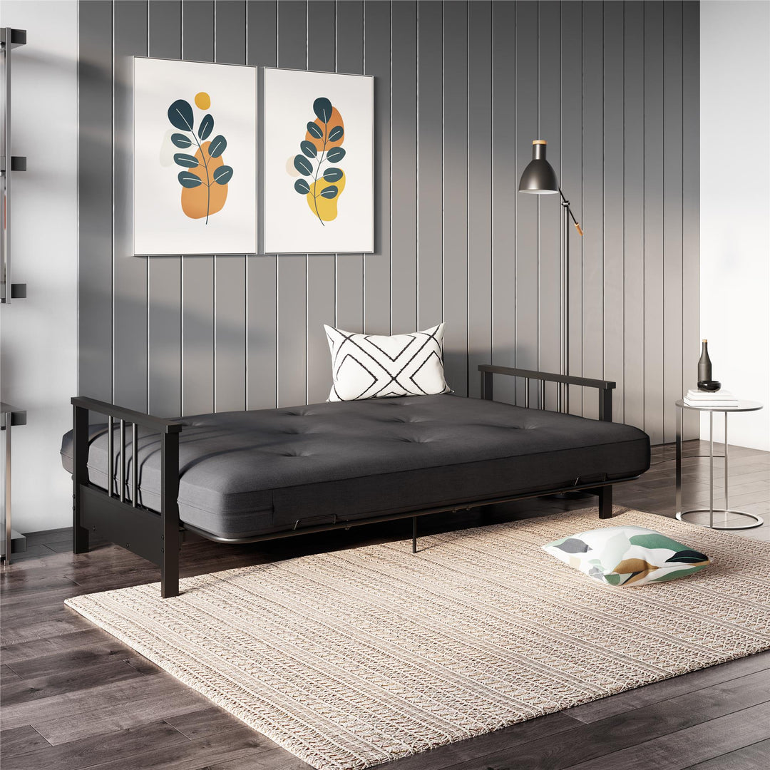 metal arm futon frame - Black - Full Size