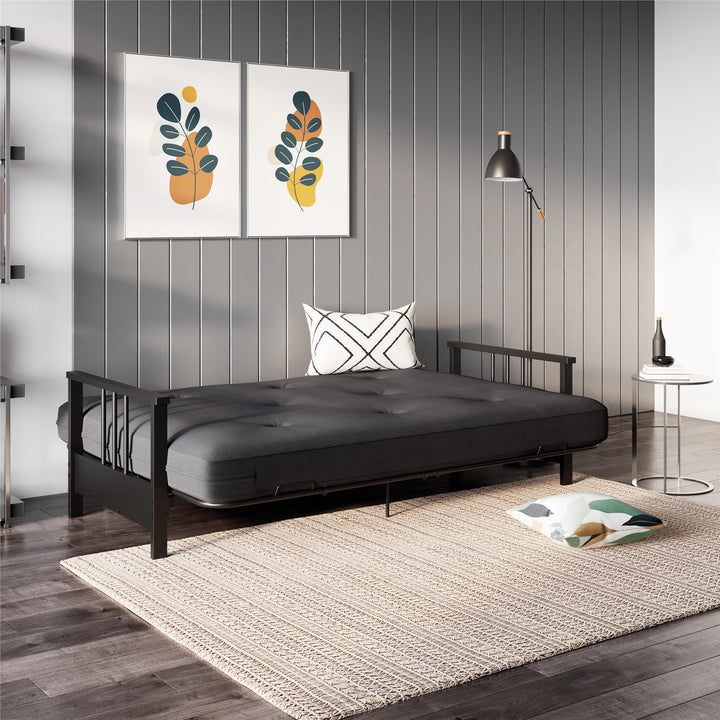 metal arm futon frame - Black - Full Size