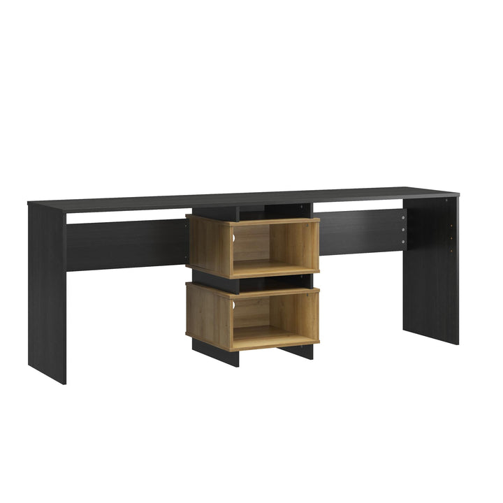 2 Way Desk with Modern Design -  Black Oak