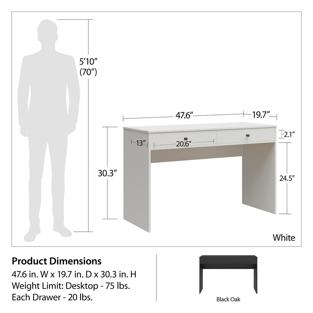 2 Drawer Desk for Students -  White