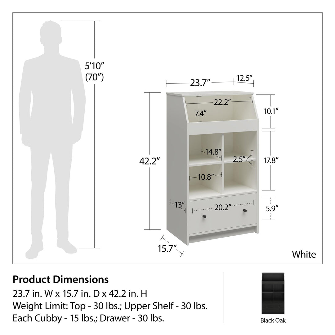 1 Drawer Storage Tower with Shelves -  Black Oak