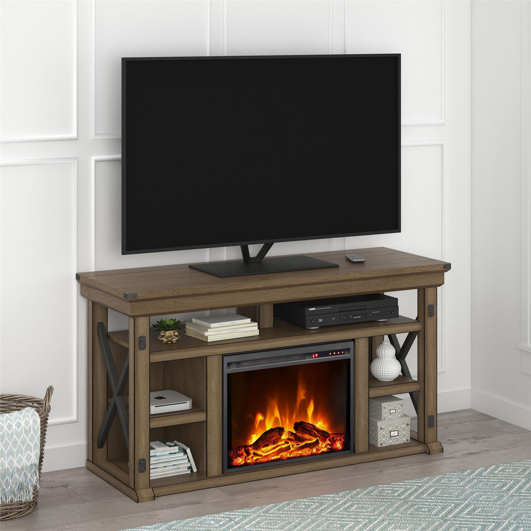 Wildwood Electric Fireplace TV Stand for TVs up to 60 Inch - Rustic Gray