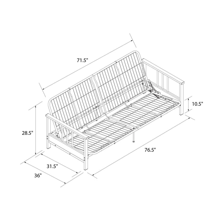 split back design futon frame - Black - Full Size