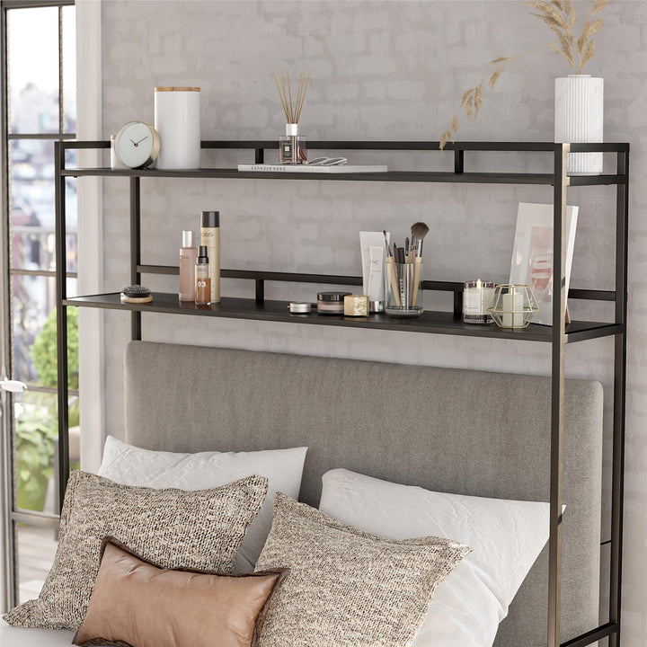 Beverly Over-The-Bed Storage with Cabinets -  Black Oak
