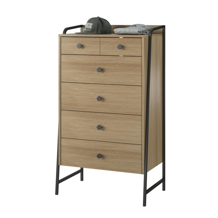 Bushwick Tall 5 Drawer Dresser  -  Natural